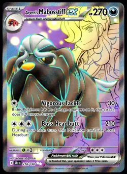 Pokemon TCG Arven's Mabosstiff ex 218/182 Destined Rivals Ultra Rare Card - LP - Image 1