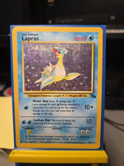 Pokemon TCG Lapras Fossil Holo Unlimited Rare Card 10/62 Vintage - Image 2
