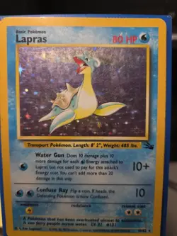 Pokemon TCG Lapras Fossil Holo Unlimited Rare Card 10/62 Vintage - Image 3