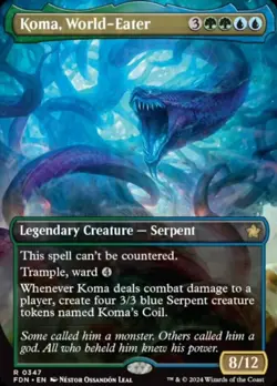 1x Koma, World-Eater - Borderless - Foundations - Near Mint, English - MTG! - Image 1