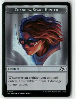 Emblem - Chandra, Spark Hunter / Vehicle Foil Token - MTG - Aetherdrift - Magic - Image 1