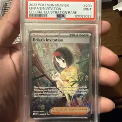 2023 POKEMON MEW EN-151 SPECIAL ILLUSTRATION RARE #203 ERIKA'S INVITATION PSA 9 - Image 1