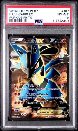 2014 POKEMON XY FURIOUS FISTS #107 FA/LUCARIO EX FURIOUS FISTS PSA 8 - Image 1