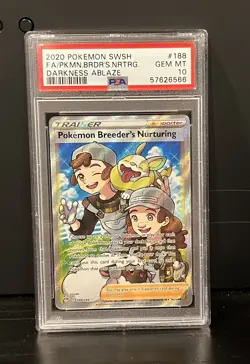 Pokemon Breeders Nurturing 188/189. GEM MINT PSA 10. (SWSH Darkness Ablaze) - Image 1