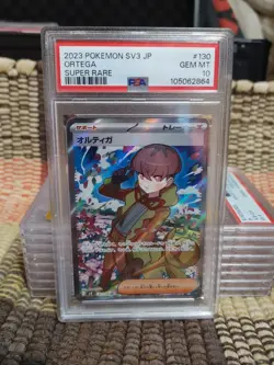 POKEMON 2023 Japanese SV3 Super Rare ORTEGA Trainer #130 PSA 10 Gem Mint - Image 1