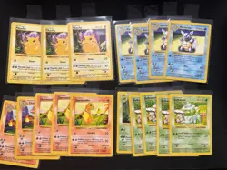 Shadowless Base Set Pokemon Lot Vintage Red Cheeks Pikachu, Charmander, 17 Cards - Image 1