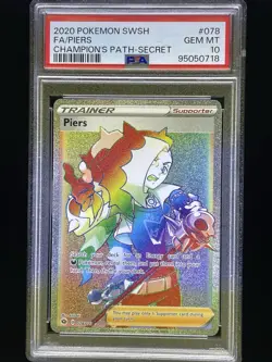 Pokemon Piers Champion's Path Secret Rare Full Art #078 PSA 10 Gem Mint - Image 1