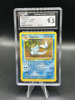 CGC 9.5 MINT Vaporeon 1999 Jungle 12/64 Holo Pokemon Card - Image 1