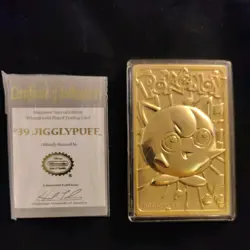 Pokemon Jiggly Puff 23K Gold-Plated Trading Card Burger King 1999 #39 w/Case - Image 2