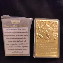 Pokemon Jiggly Puff 23K Gold-Plated Trading Card Burger King 1999 #39 w/Case - Image 3