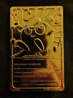 Pokemon Jiggly Puff 23K Gold-Plated Trading Card Burger King 1999 #39 w/Case - Image 5