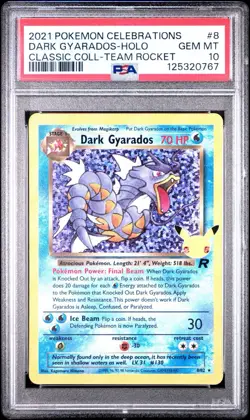 2021 Pokemon SWSH Celebrations Dark Gyarados Classic Collection #8/82 PSA 10 - Image 1