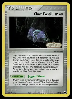 Pokemon Card - Claw Fossil Legend Maker 78/92 Reverse Holo Stamped - Image 1