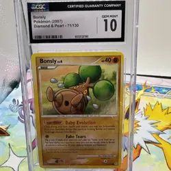 CGC 10 Gem Mint Bonsly 71/130 Diamond & Pearl Pokemon Card - Image 1