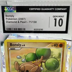 CGC 10 Gem Mint Bonsly 71/130 Diamond & Pearl Pokemon Card - Image 2
