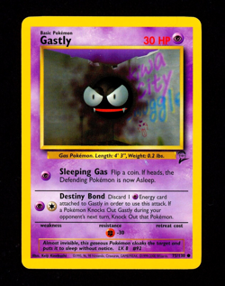 2000 Pokemon GASTLY Base Set 2 Edition INK ERROR Non Holo MISPRINT Card 75/130 - Image 1