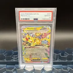 Pokemon Pikachu EX Card 057/191 Surging Sparks 2024 SSP Holo TCG - PSA 10 💎 ⚡ - Image 1