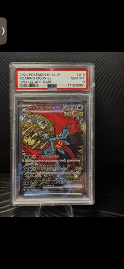 PSA 10 Roaring Moon ex SAR 218/187 Terastal Festival sv8a Pokemon Card Japanese - Image 1