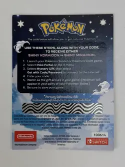 Pokemon Shiny Koraidon OR Miraidon Gamestop Promo Card Code Expired/Unscratched - Image 2