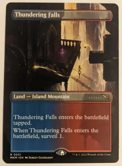 MTG English FOIL Magic Card NM BORDERLESS THUNDERING FALLS Murders Karlov Manor - Image 1