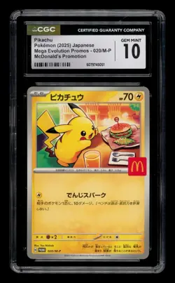 2025 Pokemon Jpn Mega Evolution McDonald's Promo: Pikachu CGC 10 GEM MINT - Image 1