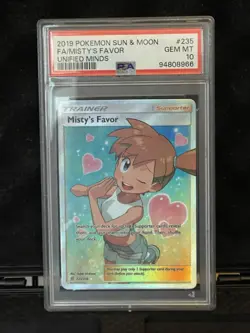 2019 Pokemon Sun & Moon Unified Minds Misty's Favor 235/236 PSA 10 Gem Full Art - Image 1