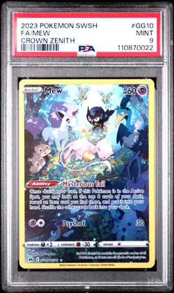 2023 POKEMON SWORD & SHIELD CROWN ZENITH #GG10 FULL ART/MEW PSA 9 - Image 1