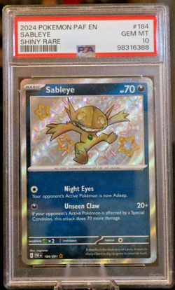 2024 POKEMON PAF EN-PALDEAN FATES SHINY RARE #184 SABLEYE PSA 10 - Image 1