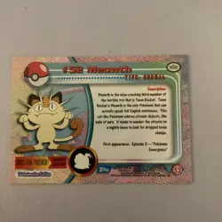 1999 Topps Pokemon #52 Meowth TV Animation Edition Blue Logo - Image 2