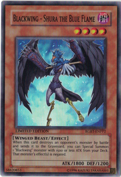 Yu-Gi-Oh! Blackwing - Shura the Blue Flame (NM) Limited Super Rare RGBT-ENPP2 - Image 1