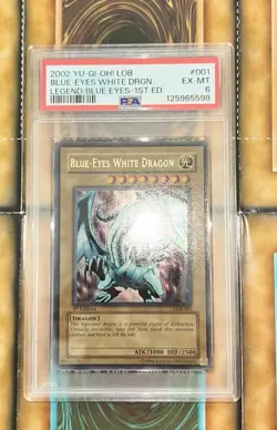 Yu-Gi-Oh! Blue-Eyes White Dragon LOB-001 1ST EDITION GLOSSY - NA ENGLISH - PSA 6 - Image 3