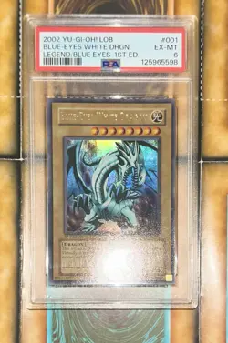 Yu-Gi-Oh! Blue-Eyes White Dragon LOB-001 1ST EDITION GLOSSY - NA ENGLISH - PSA 6 - Image 5