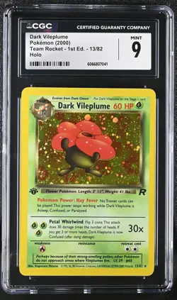 CGC 9 MINT Dark Vileplume Team Rocket 1st Edition 13/82 Holo SWIRL Pokemon Card - Image 1
