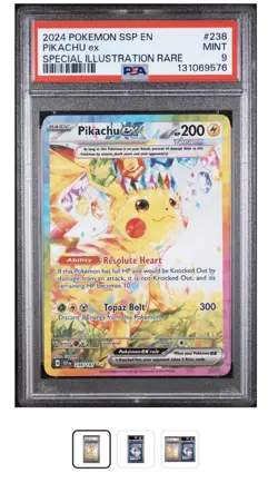 Pokemon TCG Pikachu EX 238/191 PSA 9 Special Illustration Rare Surging Sparks - Image 1