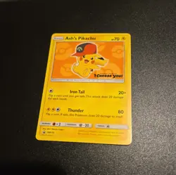 Pokemon Pikachu TCG Ash's Pikachu SM110 Promo Card Sun & Moon Rare LP - Image 1