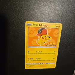 Pokemon Pikachu TCG Ash's Pikachu SM110 Promo Card Sun & Moon Rare LP - Image 2