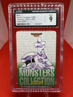 1996 Pokemon Japanese Bandai Carddass MUK #89 CGC MINT 9 Green Card TCG - Image 1