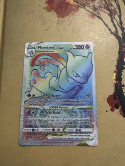 Pokemon Go Mewtwo VSTAR Rainbow Secret Rare TCG Card 079/078 - Image 1