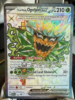 POKEMON TEAL MASK OGERPON EX SVP166 HOLOFOIL PROMO BLACK STAR FULL ART NM CARD - Image 1