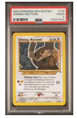 Pokemon Neo Destiny Shining Noctowl Holo Secret Rare Card PSA 2 110/105 - Image 1