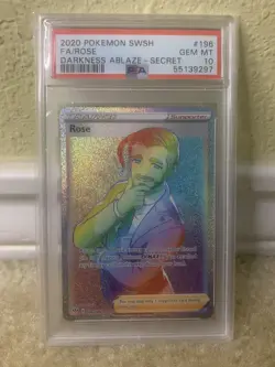 ⚪ 2020 Pokemon SWSH Darkness Ablaze Full Art Rose Secret PSA 10 #196 ⚪ - Image 1