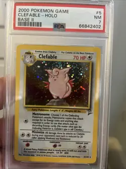 Pokemon 2000 Base Set 2 Clefable Holo Swirl Card CGC 7 PSA Graded - Image 1