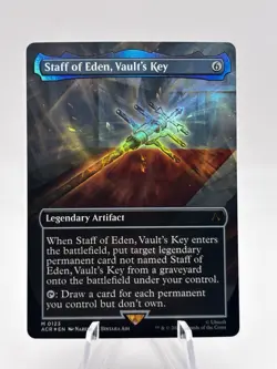 Staff of Eden, Vaults Key 0123 Borderless Foil Assassins Creed ACR MTG NM - Image 1