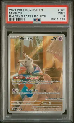 MIMIKYU #075 POKEMON CENTER ETB BLACK STAR PROMO 2024 POKEMON SVP EN PSA 9 - Image 1