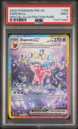 2025 POKEMON PRE EN-PRISMATIC EVOLUTIONS #155 ESPEON EX PSA 9 - Image 1