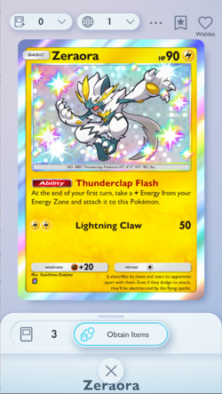 Zeraora Shiny, Pokemon TCG Pocket, English language, Mega-Rising - Image 1