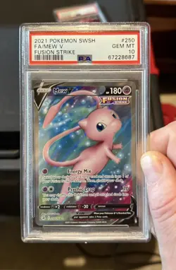 PSA 10 2021 MEW V 250/264 FUSION STRIKE Full Art Pokemon Card - Image 1