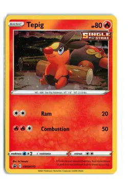 Pokemon TCG Tepig SWSH172 Fusion Strike Black Star Promo NM-LP - Image 1