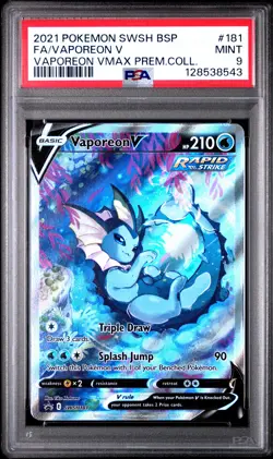 2021 POKEMON SWSH BLACK STAR PROMO #181 FULL ART/VAPOREON V PSA 9 - Image 1