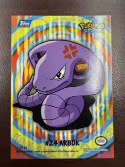 2000 Topps TV Animation Series 2 Arbok #24 4 Of 10 Sticker Puzzle Flying Pikachu - Image 1
